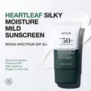 Heartleaf + Panthenol Silky Moisture Mild Sunscreen SPF50+ 50ml